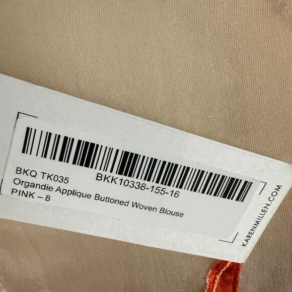 Karen Millen Organdie Applique Buttoned Sheer Long Sleeve Sequined Blouse 4 - Picture 12 of 12